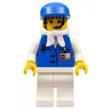assistant female with white bandana blue cap