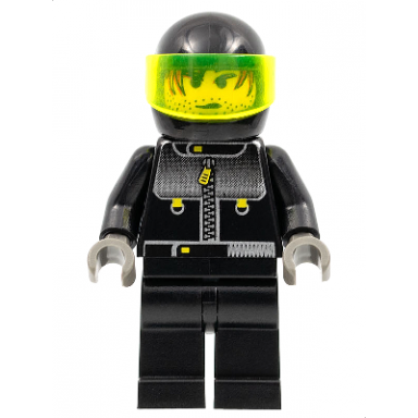 male actor 3 driver black helmet trans-neon green visor