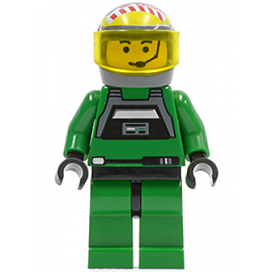 rebel pilot a-wing - yellow head trans-yellow visor green jumpsuit