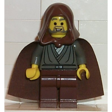 jedi knight jedi bob - dark gray tunic brown hood and cape