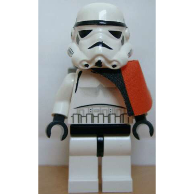 sandtrooper - orange pauldron solid no survival backpack no dirt stains helmet with solid mouth pattern and solid black head