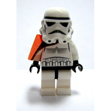 sandtrooper - orange pauldron solid no survival backpack no dirt stains helmet with dotted mouth pattern and solid black head