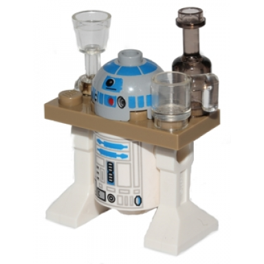 astromech droid r2-d2 - dark tan serving tray light bluish gray head