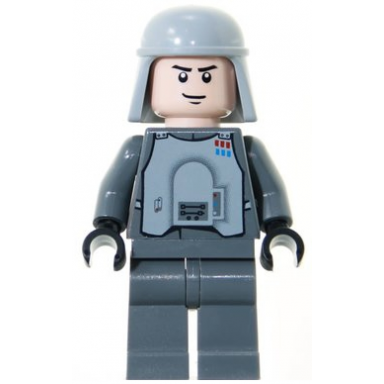 imperial officer with battle armor captain commandant commander - dark bluish gray legs smirk