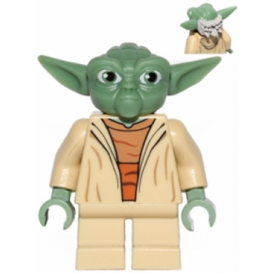 yoda - clone wars light bluish gray hair torso with back print