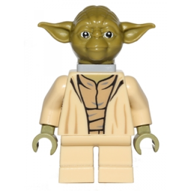 yoda - olive green open robe with large creases neck bracket