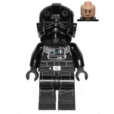 imperial tie fighter pilot - light nougat head scowl silver insignia on helmet