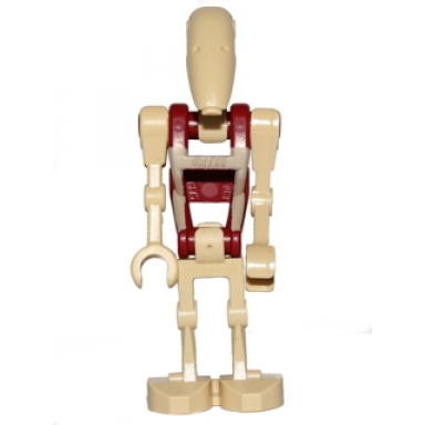 security battle droid - dark red torso with tan insignia angled arm and straight arm