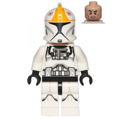 clone trooper pilot phase 1 - bright light orange markings printed legs scowl