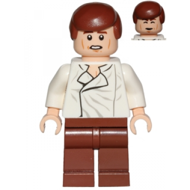 han solo - white shirt with wrinkles on front reddish brown legs dual sided head cheek lines