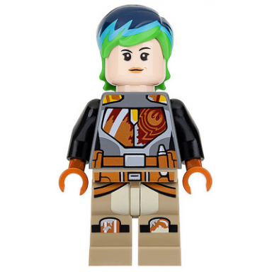 sabine wren - bright green and dark blue hair