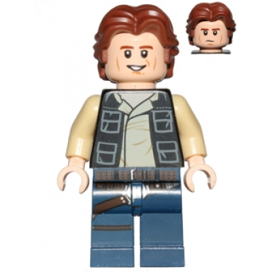 han solo dark blue legs vest with pockets wavy hair