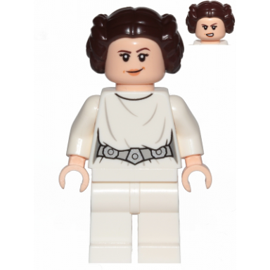 princess leia white dress detailed belt crooked smile
