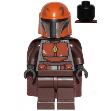 mandalorian tribe warrior - male dark brown cape dark orange helmet