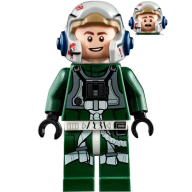 rebel pilot a-wing open helmet dark green jumpsuit smile scared arvel crynyd