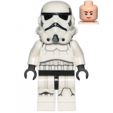 imperial stormtrooper - male dual molded helmet with light bluish gray panels on back light nougat head frown