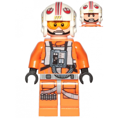 luke skywalker pilot printed legs visor up down askew front panel