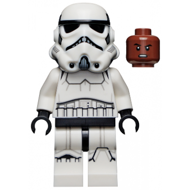 imperial stormtrooper - male dual molded helmet with light bluish gray panels on back reddish brown head grimace