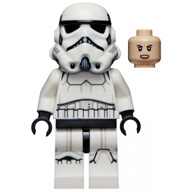 imperial stormtrooper - female dual molded helmet with light bluish gray panels on back light nougat head angry smile