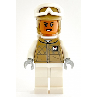 hoth rebel trooper dark tan uniform and helmet white legs and backpack female