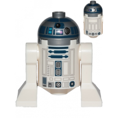 astromech droid r2-d2 flat silver head dark pink dots large receptor back printing