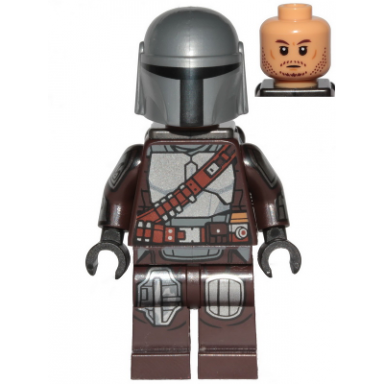 the mandalorian din djarin mando - silver beskar armor jet pack printed head