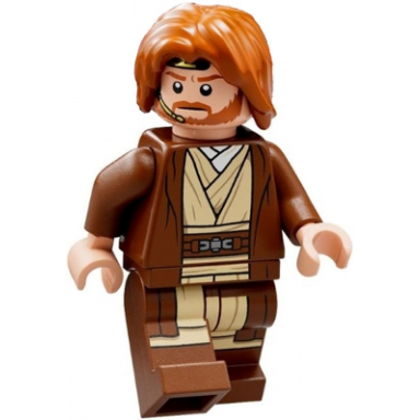 obi-wan kenobi - reddish brown robe dark orange mid-length tousled with center part hair