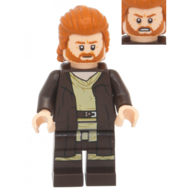 obi-wan kenobi - dark brown robe dark orange mid-length hair with ruffled back