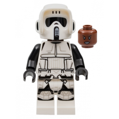 imperial scout trooper - female dual molded helmet reddish brown head open mouth smirk