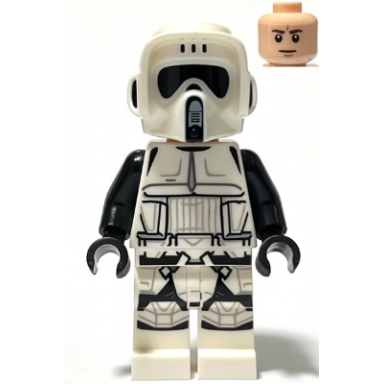 imperial scout trooper - male dual molded helmet light nougat head dark brown eyebrows frown