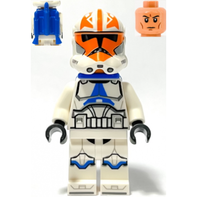 clone trooper 501st legion 332nd company phase 2 - helmet with holes and togruta markings blue jet pack