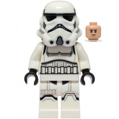 imperial stormtrooper - male dual molded helmet with light bluish gray panels on back shoulder belts light nougat head