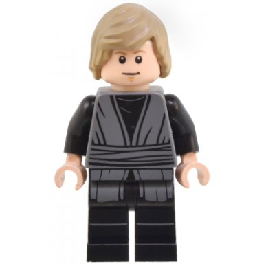 luke skywalker - dark bluish gray jedi robe printed legs shaggy hair