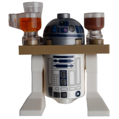 astromech droid r2-d2 - dark tan serving tray flat silver head