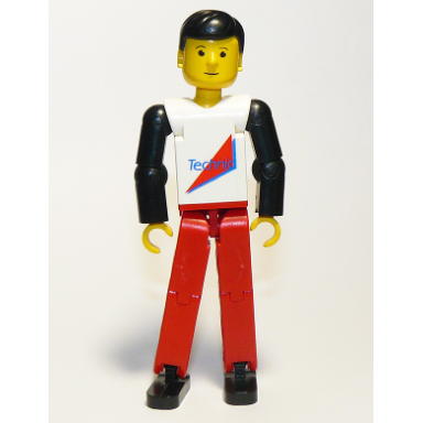 technic figure red legs white top with red triangle black arms