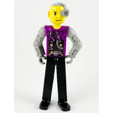technic figure cyber person black legs mechanical arms yellow head cyborg eyepiece
