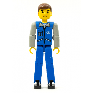 technic figure blue legs blue top with zipper and pockets light gray arms