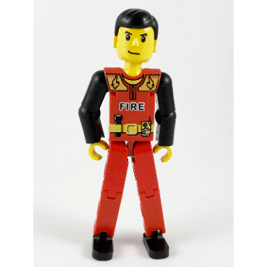 technic figure red legs red top with black fire black arms fireman - without sticker
