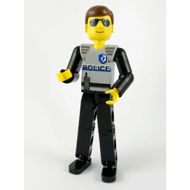 technic figure black legs light gray top with police pattern black arms