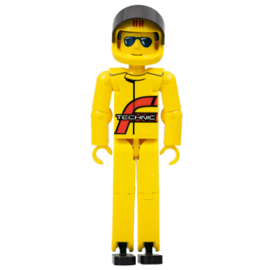 technic figure yellow legs yellow top yellow helmet black visor power puller driver