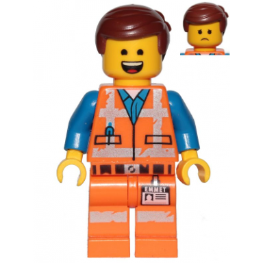 emmet - wide smile with teeth and tongue sad worn uniform