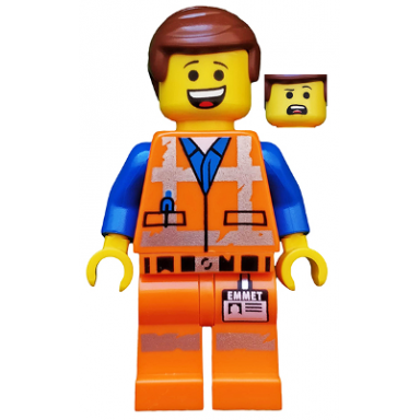 emmet - lopsided grin confused worn uniform