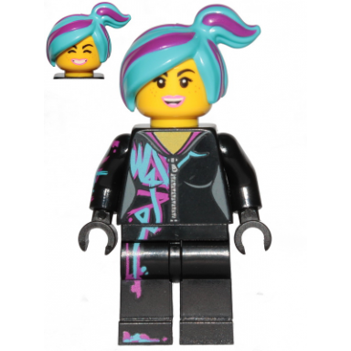 lucy wyldstyle with magenta lined hoodie medium azure and magenta hair smile cheerful