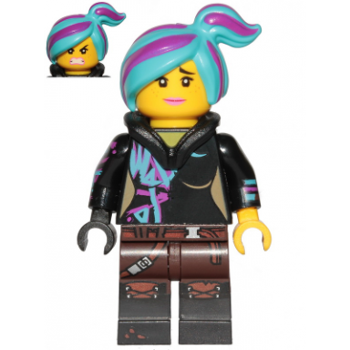 lucy wyldstyle with hood folded down raised eyebrows furious