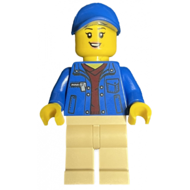 lego delivery truck driver - blue jacket and cap tan legs