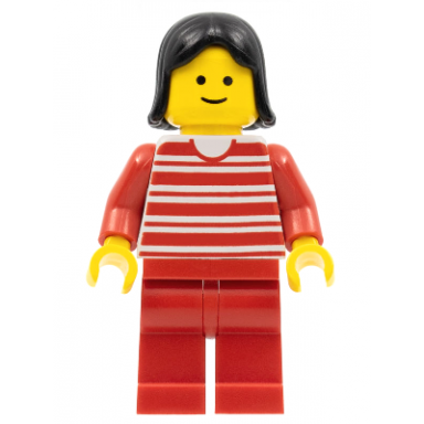 horizontal lines red - red arms - red legs black female hair