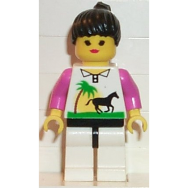 horse and palm - white legs black ponytail hair black hips