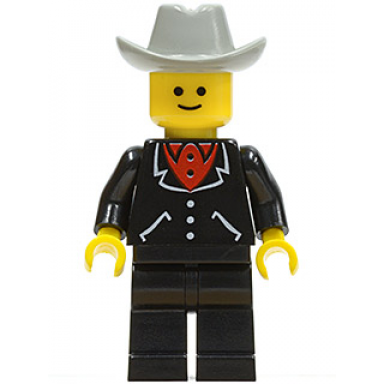 suit with 3 buttons black - black legs light gray cowboy hat