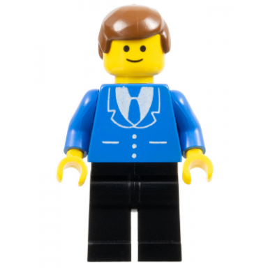 suit with 3 buttons blue - black legs brown male hair
