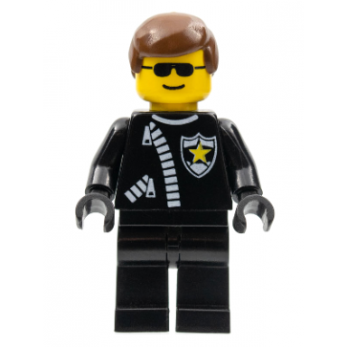 police - zipper with sheriff star brown male hair